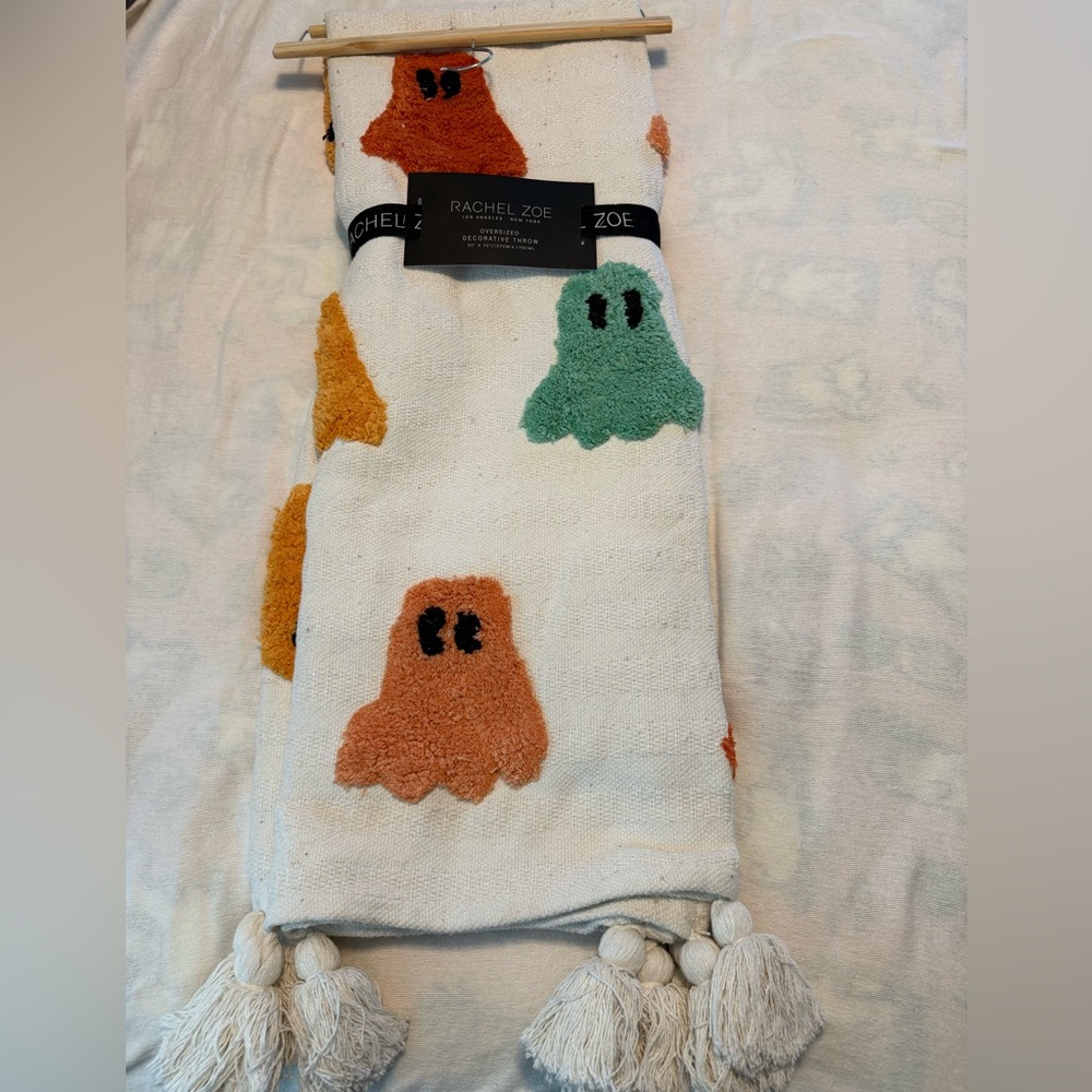 Rachel Zoe Decorative Throw with Ghost Motif